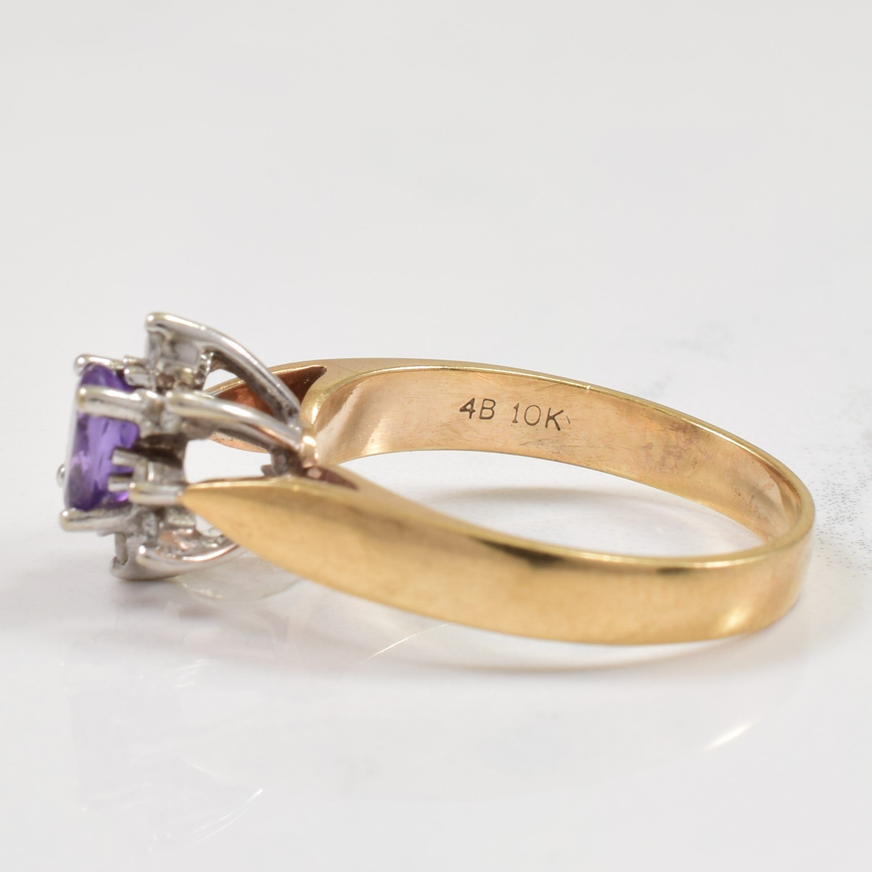 Amethyst & Diamond Cathedral Ring | 0.37ct, 0.15ctw | SZ 7.5 |