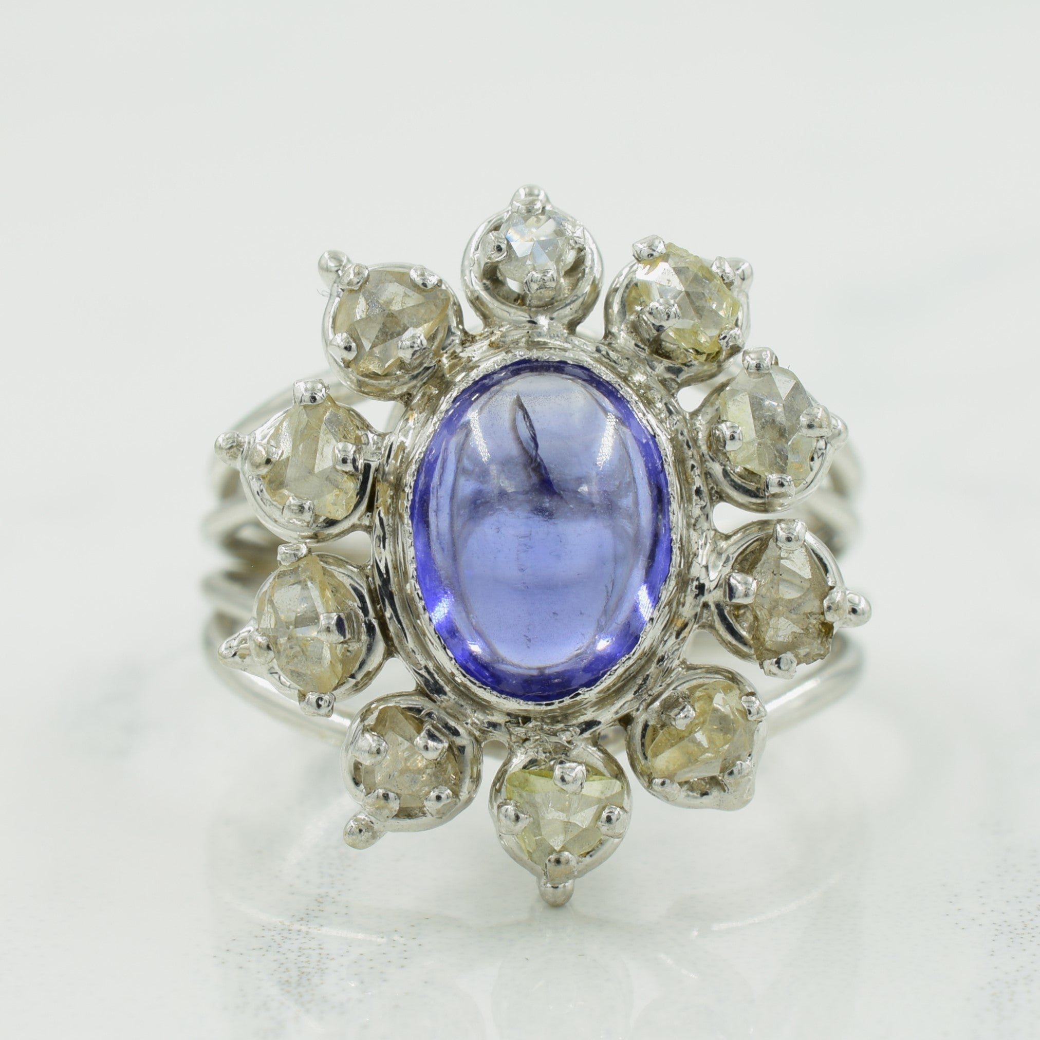 Synthetic Blue Sapphire & Diamond Ring | 2.25ct, 0.65ctw | SZ 6.25 |