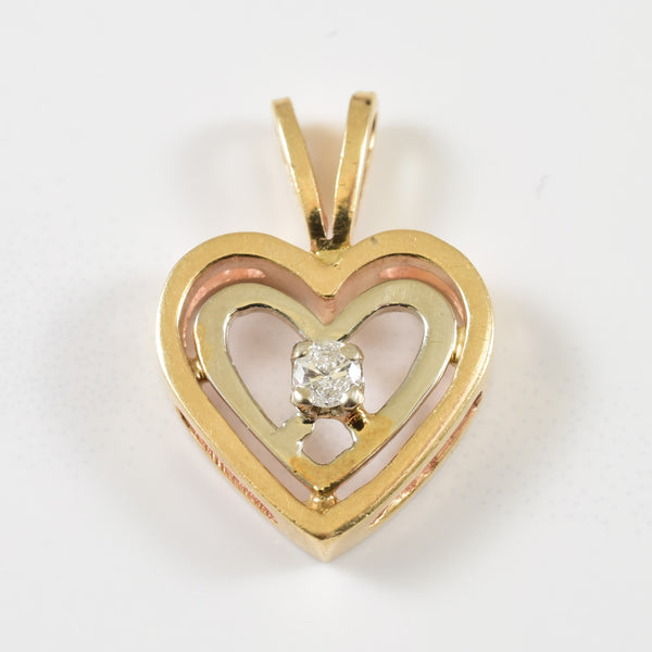Two Tone Single Diamond Heart Pendant | 0.05ct |