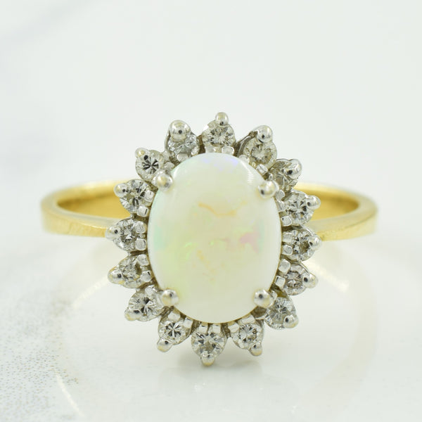 Opal with Diamond Halo Ring | 1.20ct, 0.32ctw | SZ 7.5 |