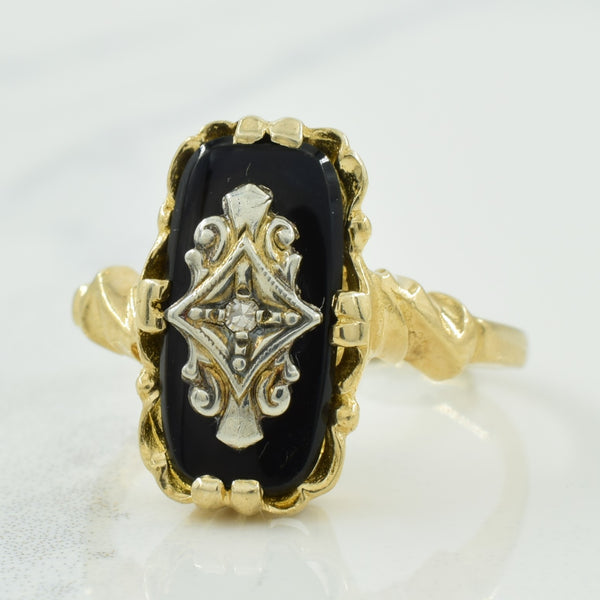 Black Onyx & Diamond Ring | 2.50ct, 0.01ct | SZ 6.25 |