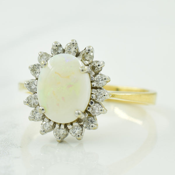 Opal with Diamond Halo Ring | 1.20ct, 0.32ctw | SZ 7.5 |