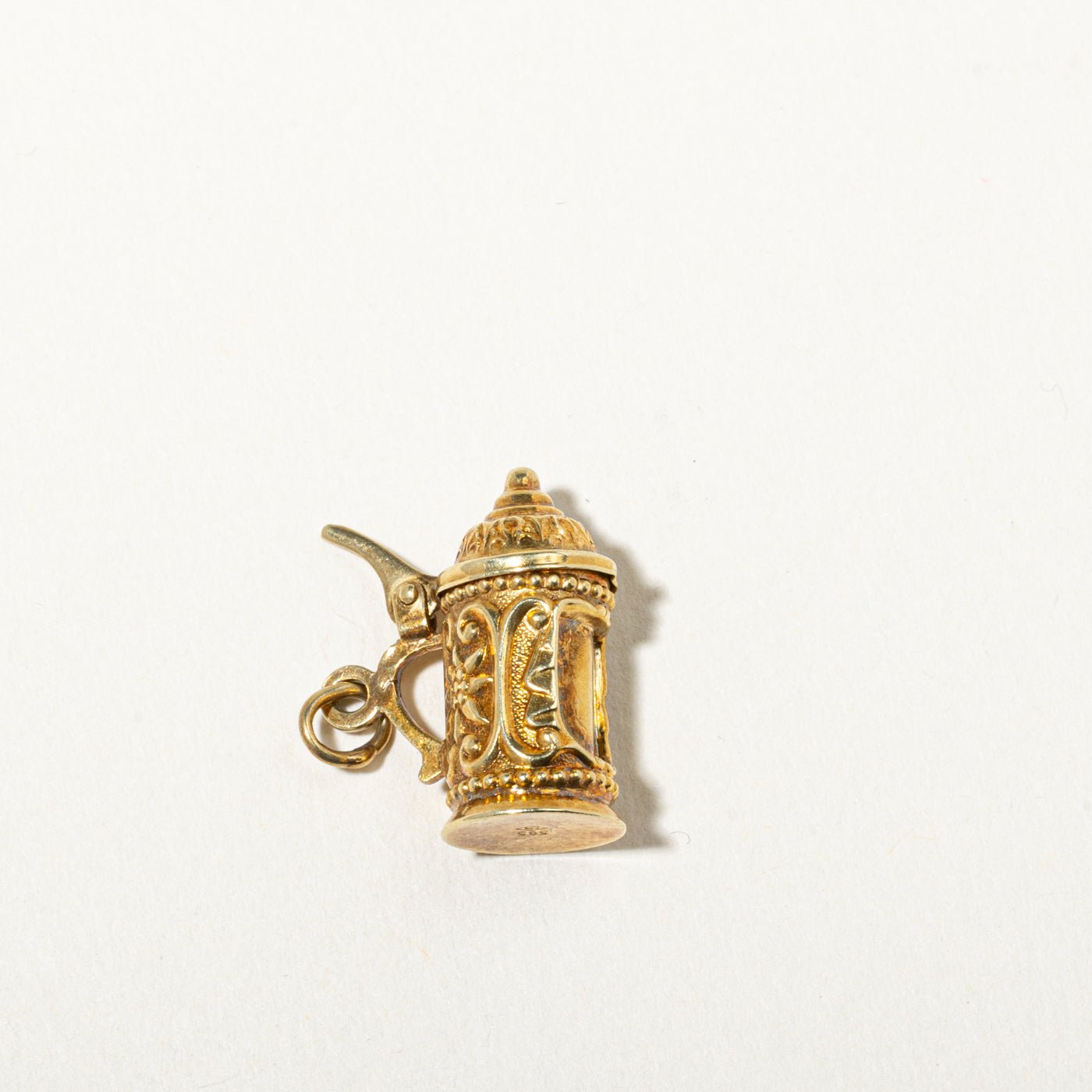 14k Yellow Gold Embossed Beer Stein Charm