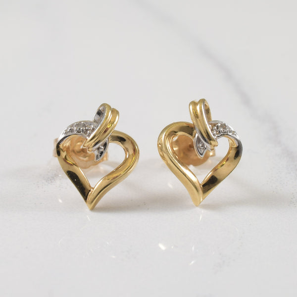 Diamond Heart Stud Earrings | 0.01ctw |