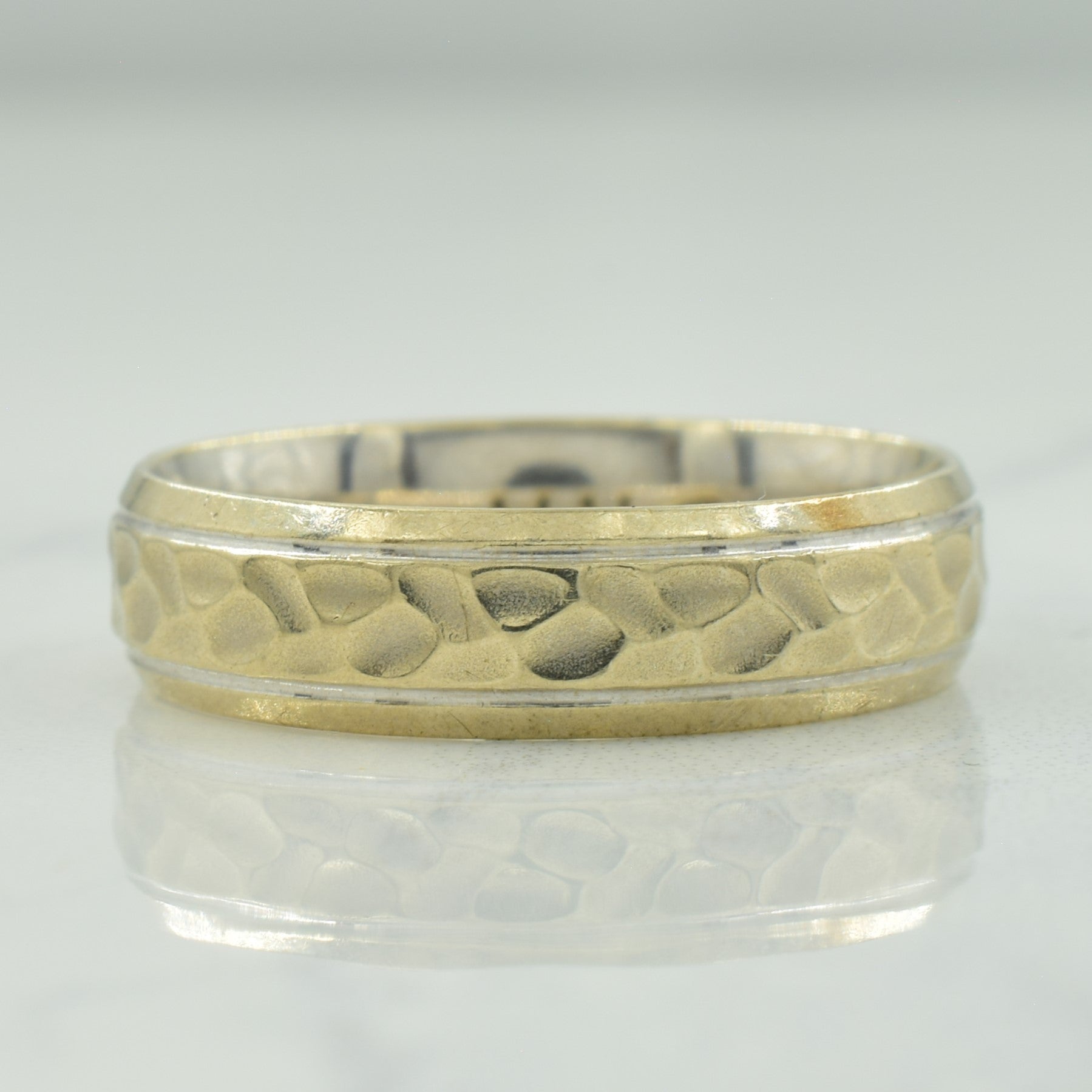 Alliance texturée en or blanc 10 carats | Taille 10,5 | 