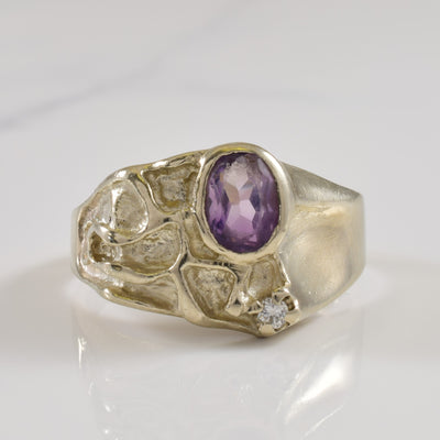 Textured Amethyst & Diamond Ring | 1.00ct, 0.04ct | SZ 10.25 |