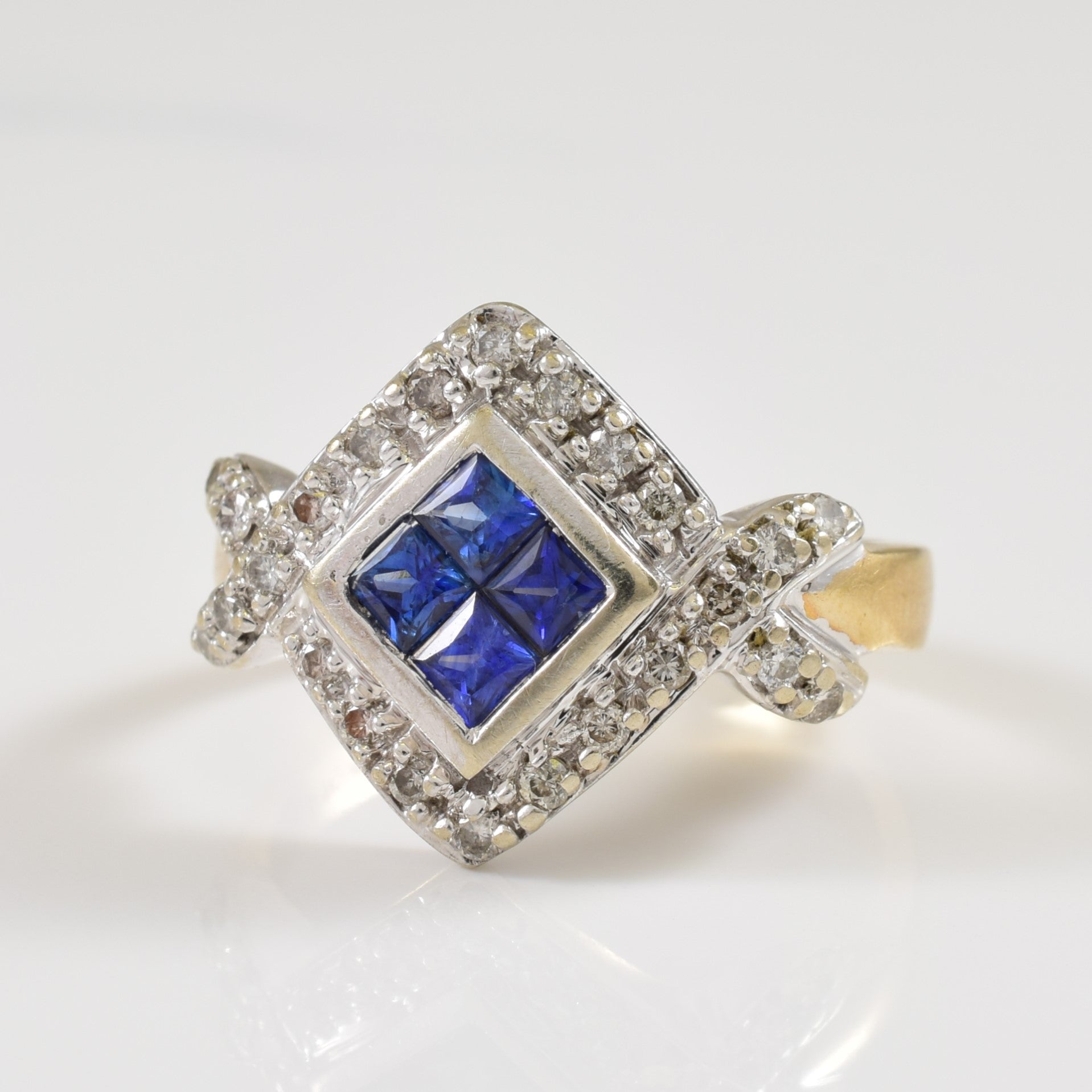 Two Tone Sapphire & Diamond Ring | 0.40ctw, 0.24ctw | SZ 4 |