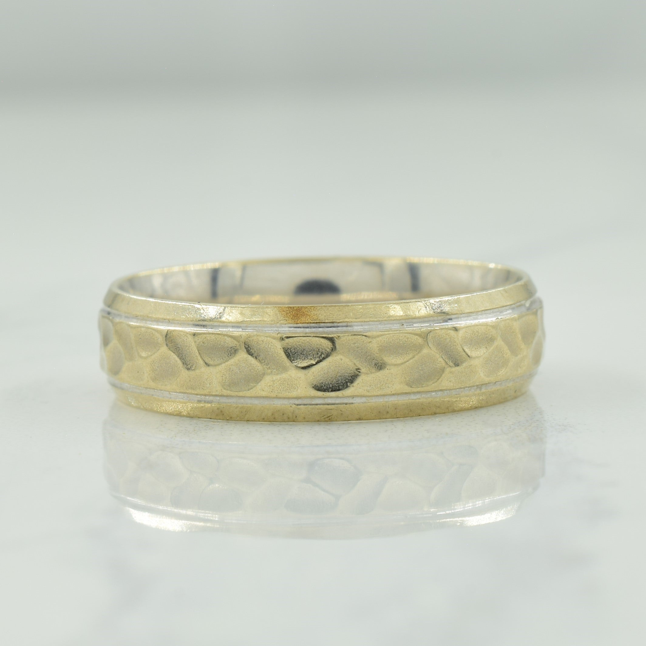 Alliance texturée en or blanc 10 carats | Taille 10,5 | 