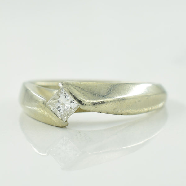 Solitaire Diamond Bypass Ring | 0.18ctw | SZ 6.5 |