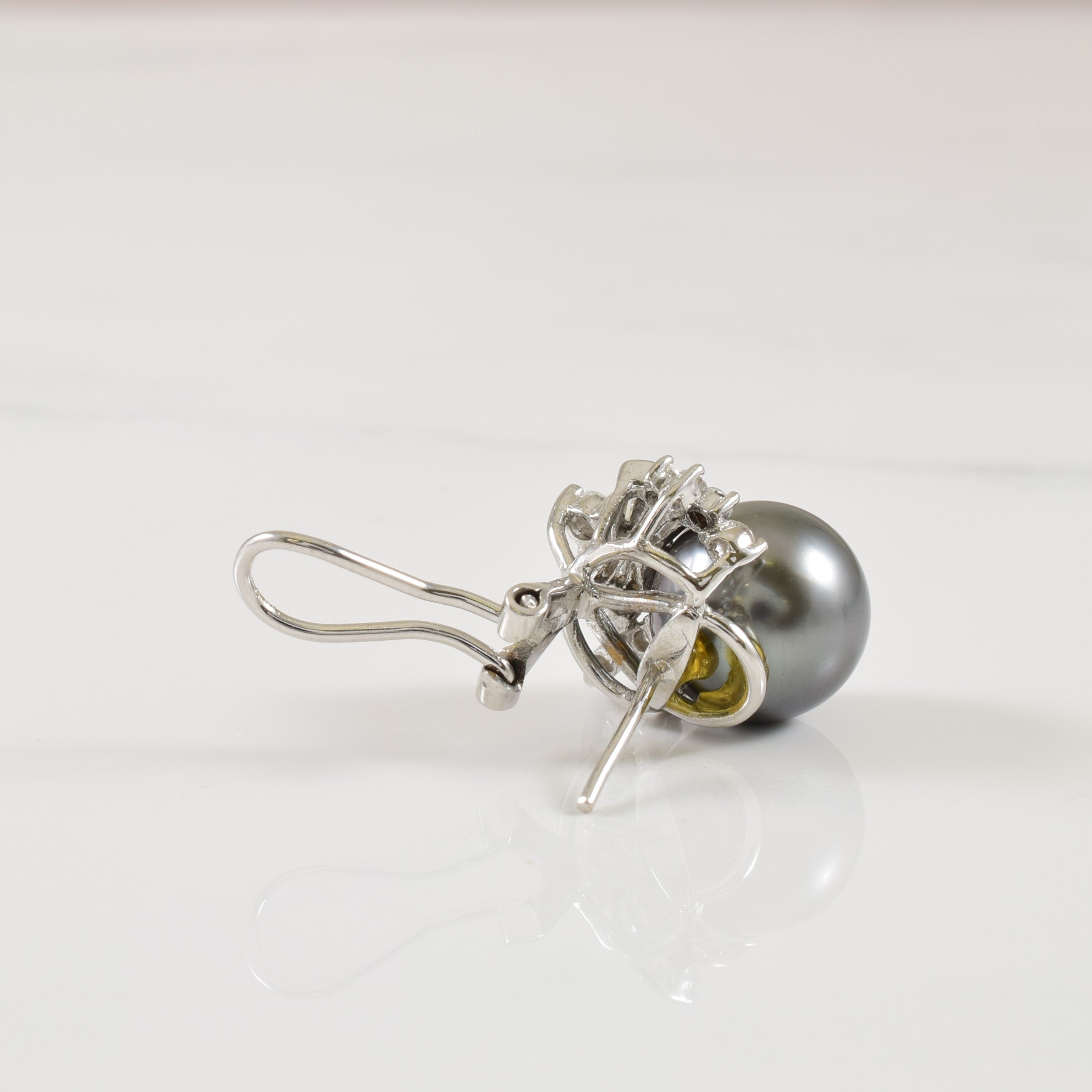 Tahitian Pearl & Diamond Earrings | 20.02ctw (10.60mm), 0.60ctw |