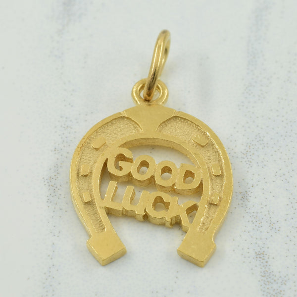 10k Yellow Gold 'Good Luck' Horseshoe Charm |
