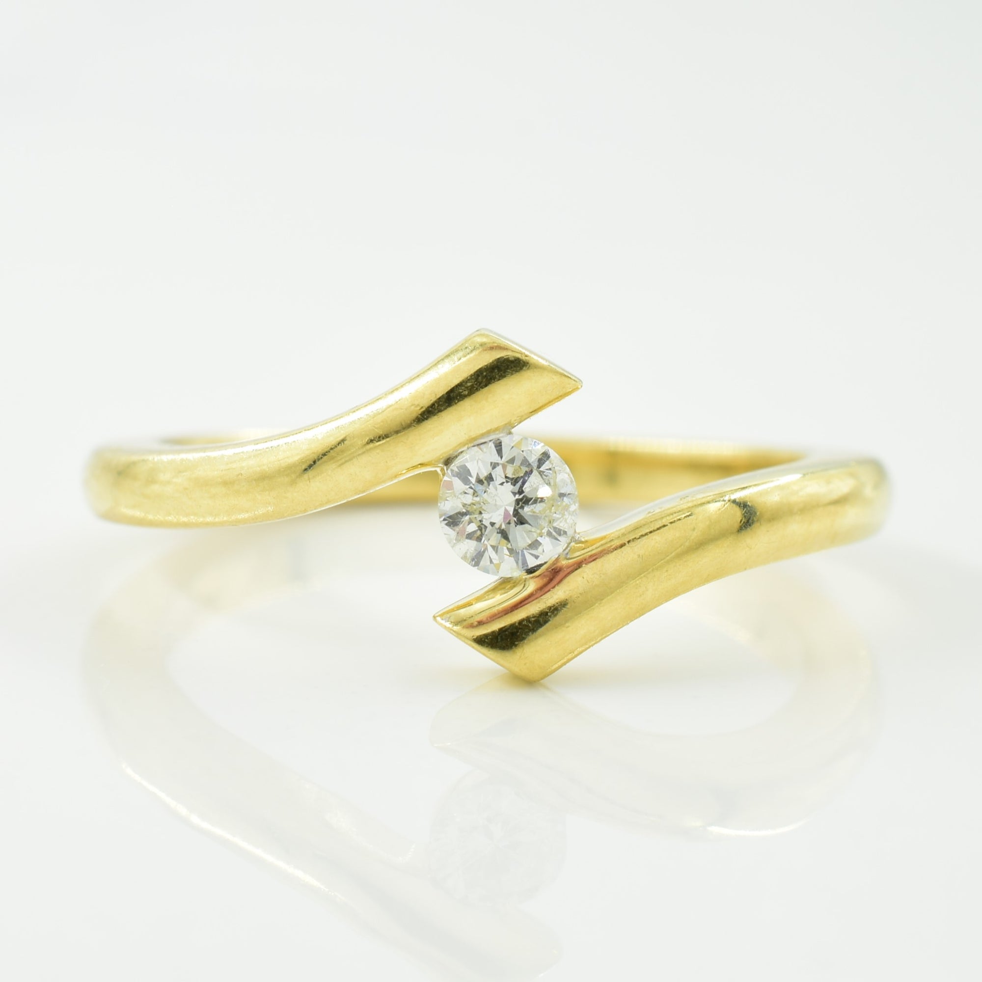 Solitaire Diamond Bypass Ring | 0.13ct | SZ 6.5 |