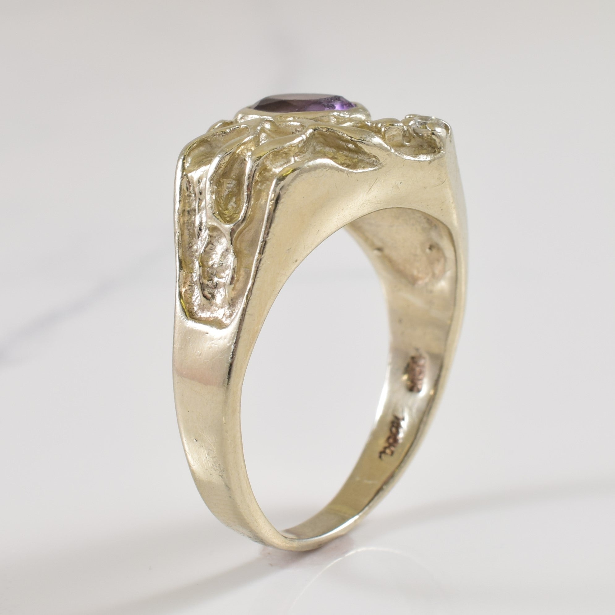Textured Amethyst & Diamond Ring | 1.00ct, 0.04ct | SZ 10.25 |