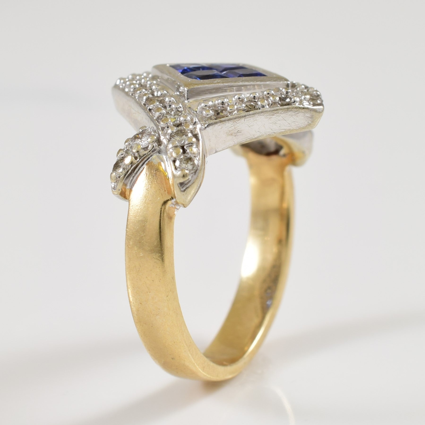 Two Tone Sapphire & Diamond Ring | 0.40ctw, 0.24ctw | SZ 4 |