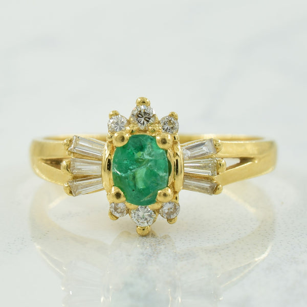 Emerald & Diamond Ring | 0.30ct, 0.22ctw | SZ 7.25 |