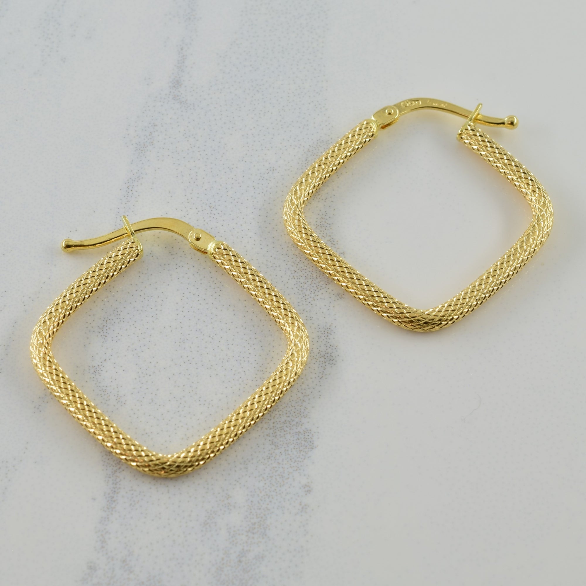 18k Yellow Gold Square Hoop Earrings