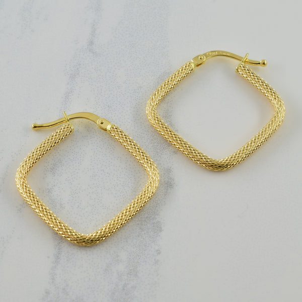 18k Yellow Gold Square Hoop Earrings