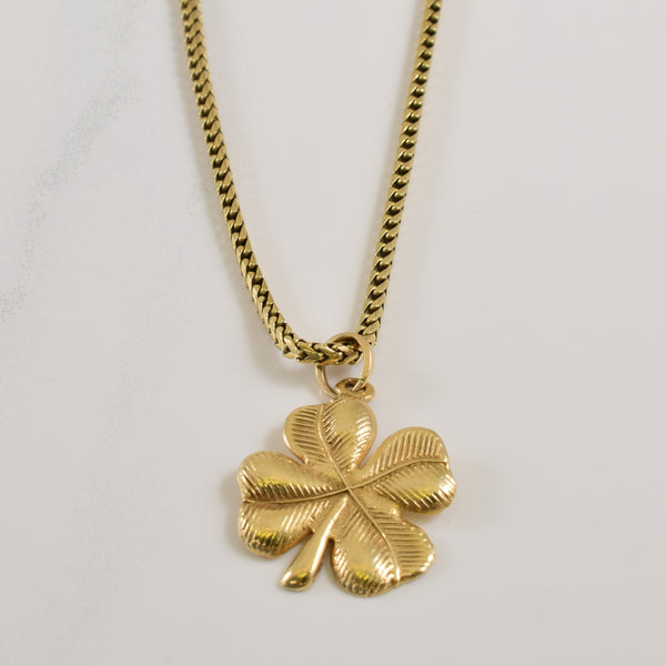 10k Yellow Gold Snake Chain Necklace with Clover Pendant | 25