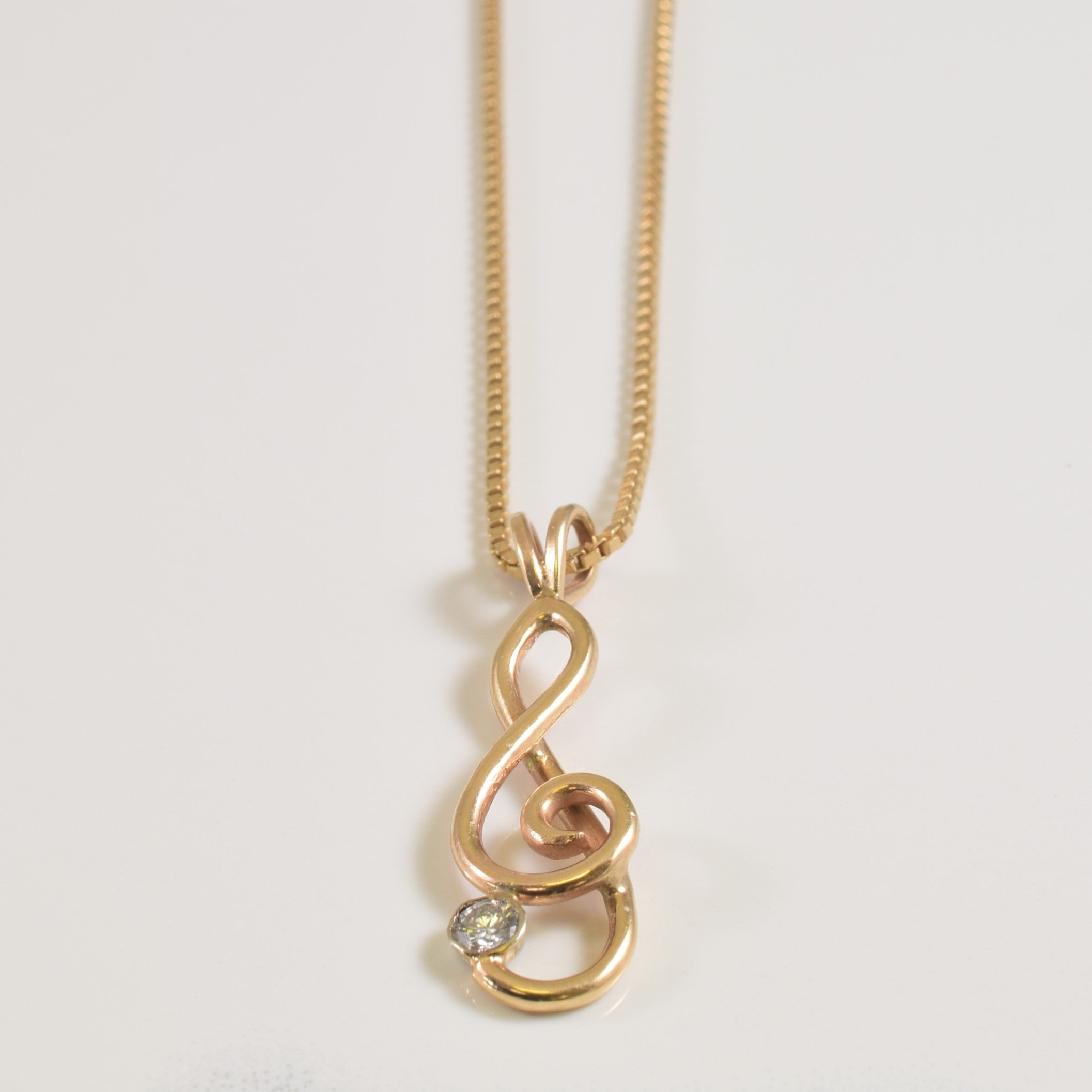 Diamond Treble Clef Necklace | 0.10ct | 18" |