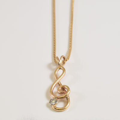 Diamond Treble Clef Necklace | 0.10ct | 18