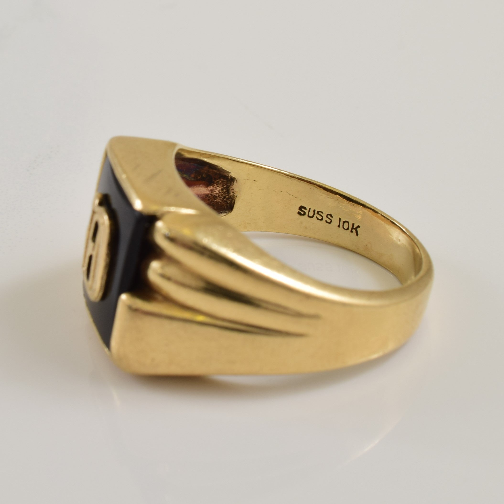 D' Initial Black Onyx Ring | 4.00ct | SZ 9.5 |