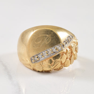 Initial 'P' Diamond Signet Ring | 0.10ctw | SZ 9.5 |