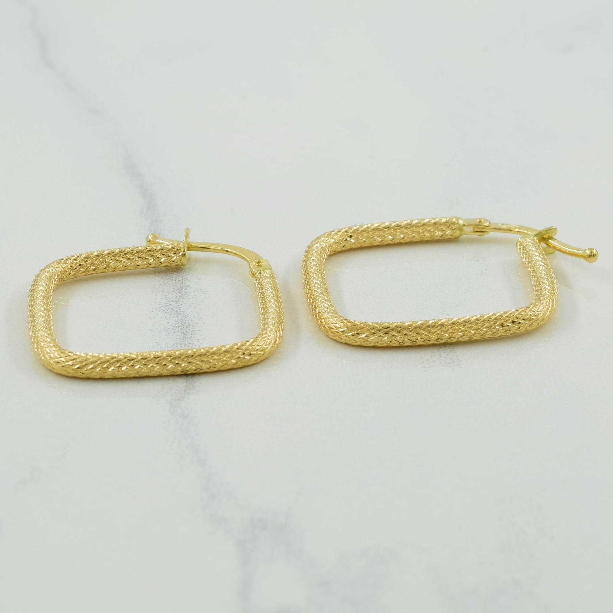 18k Yellow Gold Square Hoop Earrings