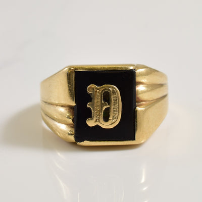 D' Initial Black Onyx Ring | 4.00ct | SZ 9.5 |
