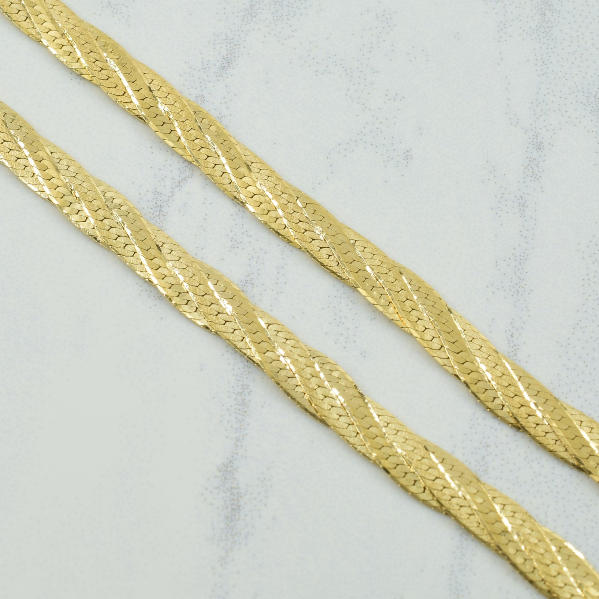 10k Yellow Gold Italian Hallmark Twisted Herringbone Chain | 18