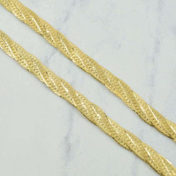 10k Yellow Gold Italian Hallmark Twisted Herringbone Chain | 18