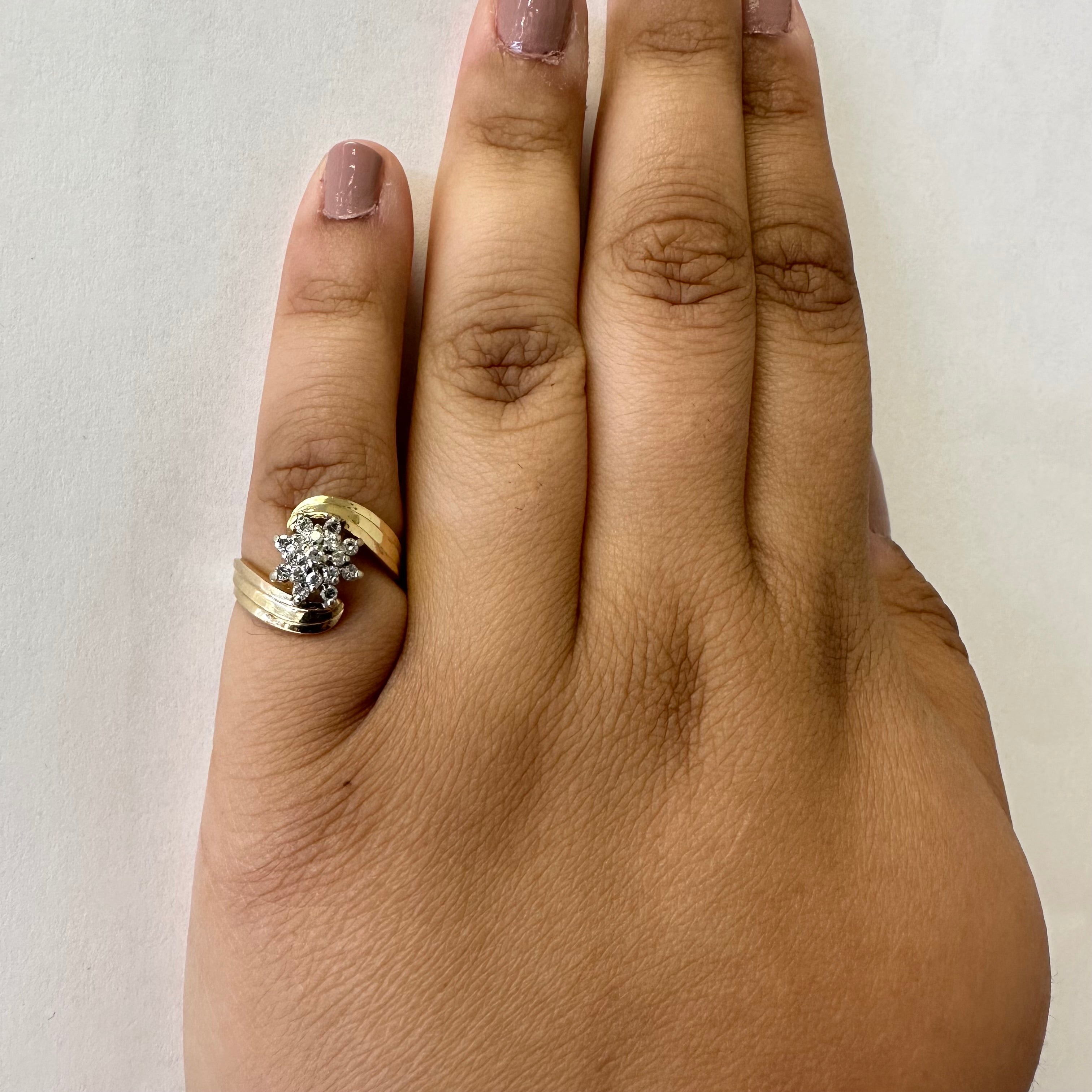 Cluster Set Diamond Bypass Ring | 0.18ctw | SZ 4.75 |