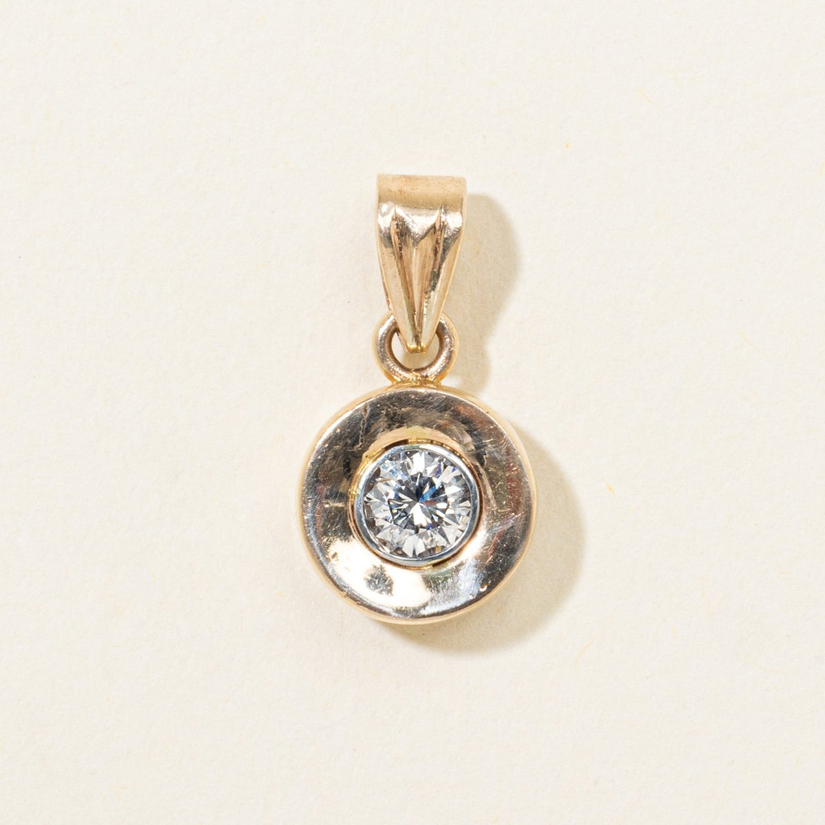 10k Bezel Set Diamond Pendant | 0.35ct SI1 H