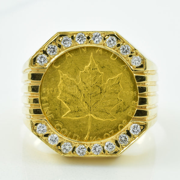 1/10oz Gold Maple & Diamond Ring | 0.32ctw | SZ 9.5 |