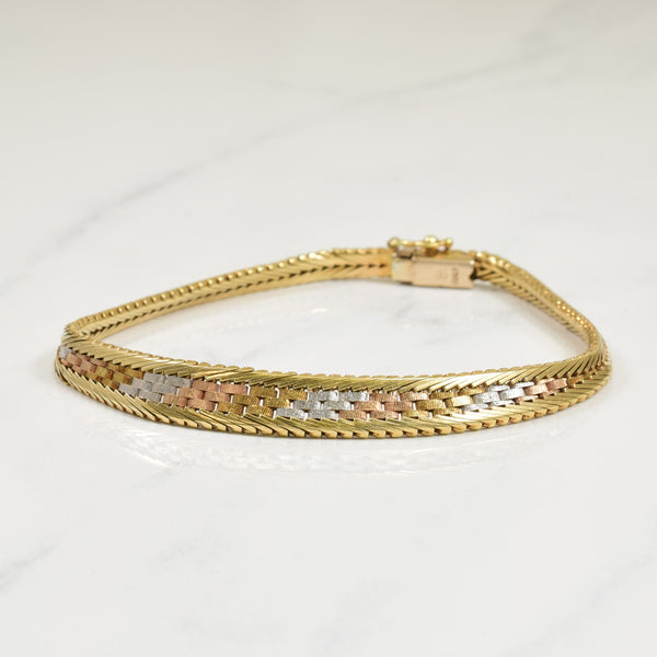 14k Tri Tone Gold Bracelet | 7.5