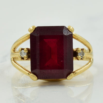 Synthetic Ruby & Diamond Ring | 4.00ct, 0.02ctw | SZ 3.75 |