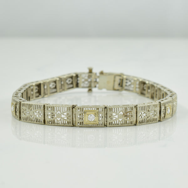 Diamond 10k White Gold Bracelet | 0.12ctw | 7