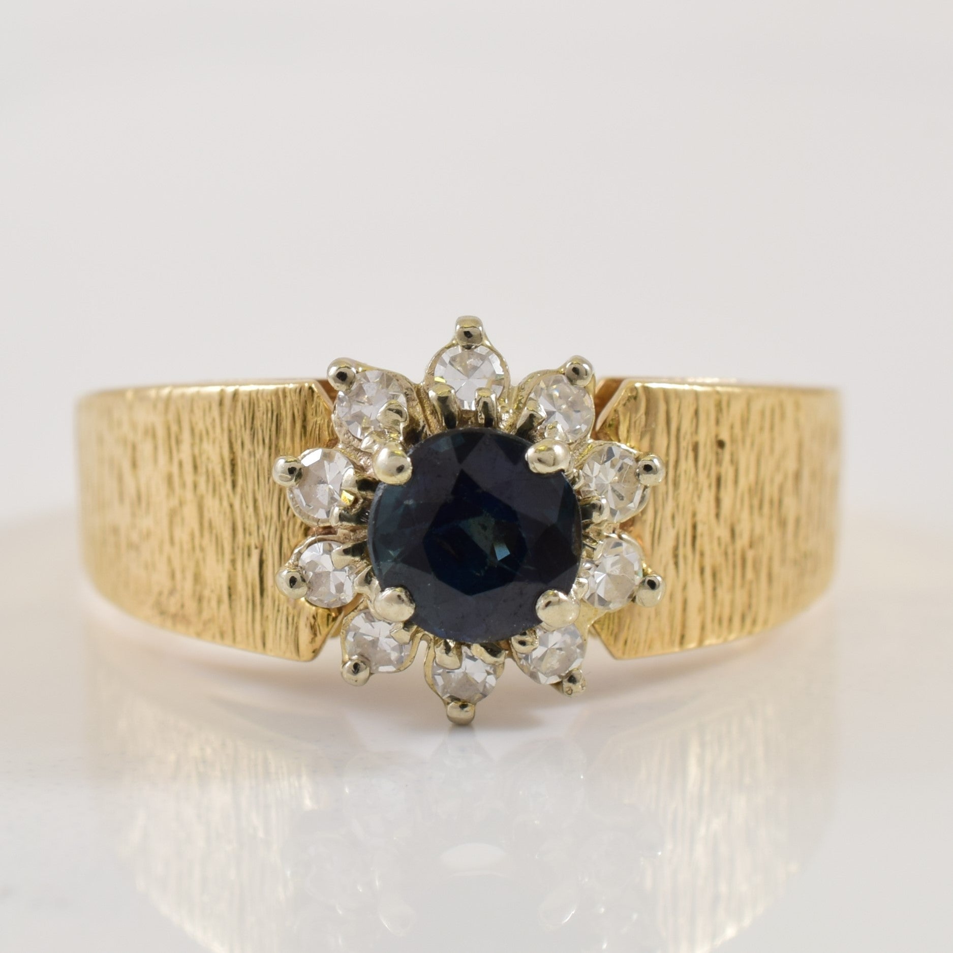 Blue Sapphire & Diamond Halo Ring | 0.70ct, 0.20ctw | SZ 6.5 |