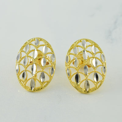 18k Two Tone Gold Stud Earrings |