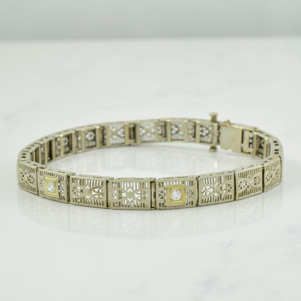 Diamond 10k White Gold Bracelet | 0.12ctw | 7