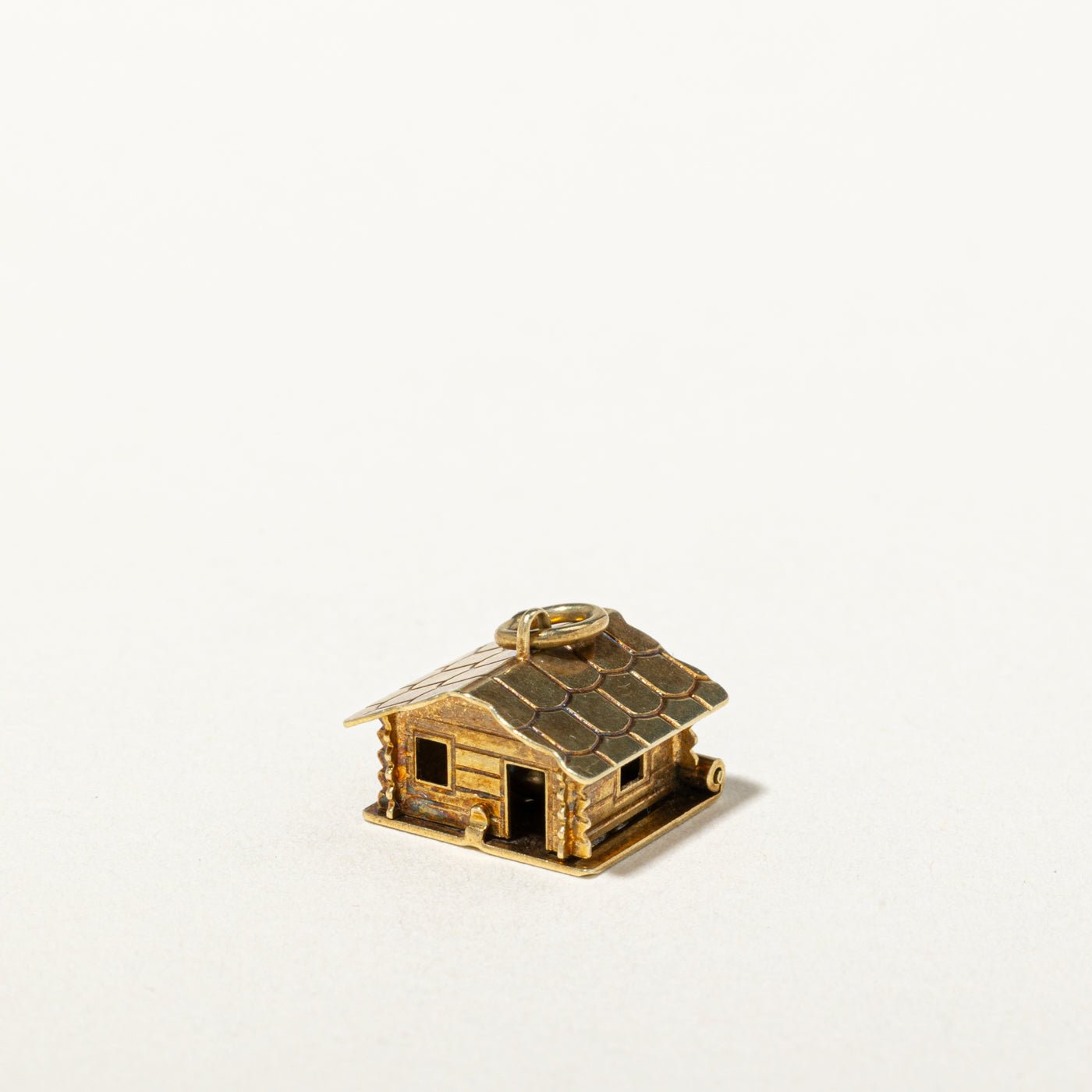 14k Yellow Gold Kinetic Log Cabin Charm
