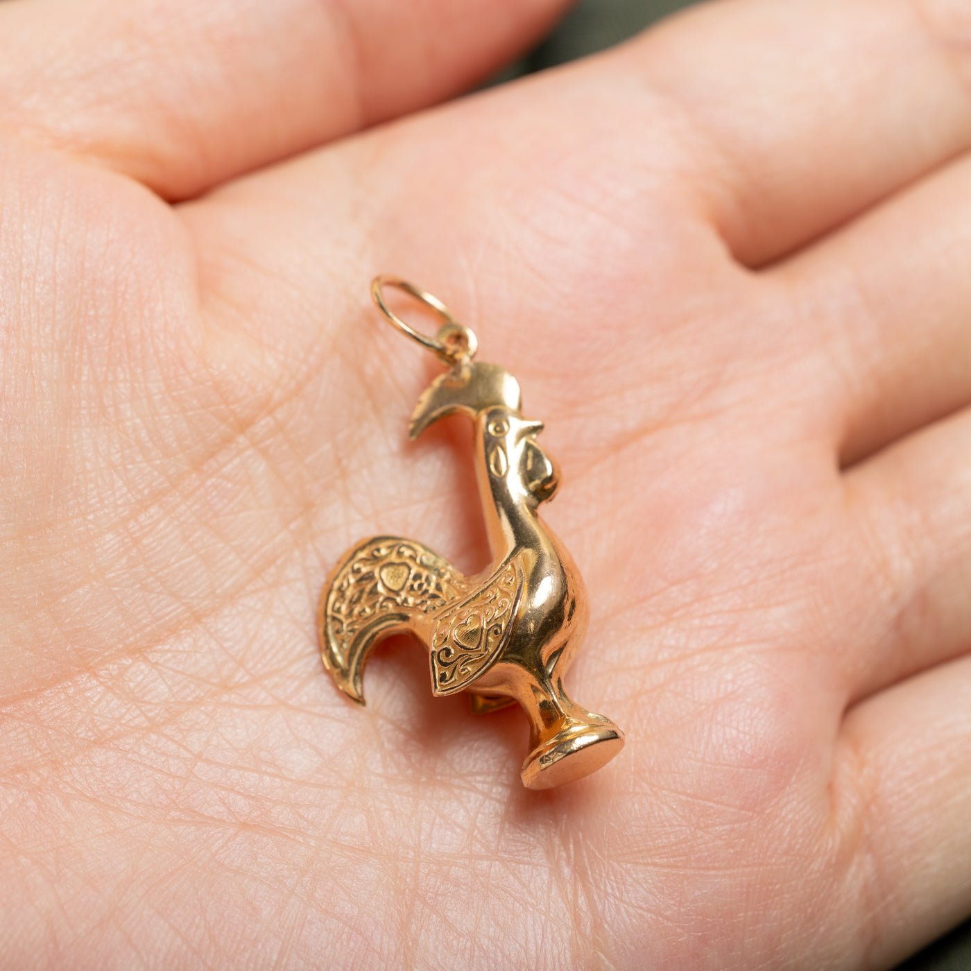 Vintage Portuguese Yellow Gold Rooster Charm