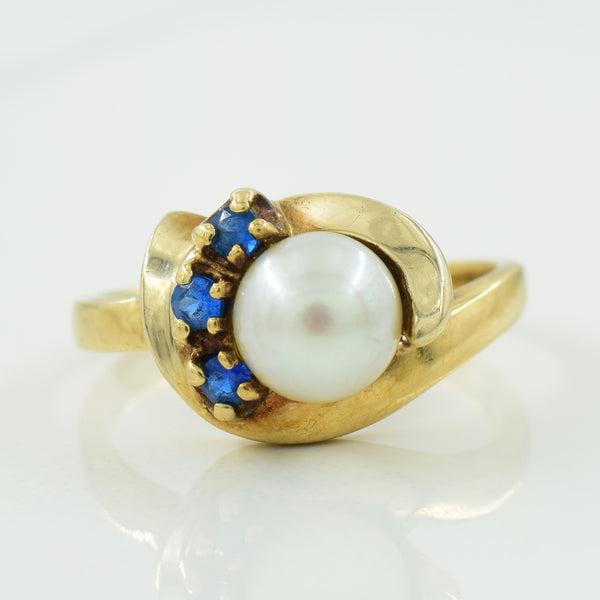 Cultured Pearl & Synthetic Spinel Bypass Ring | 2.00ct, 0.10ctw | SZ 6.75 |