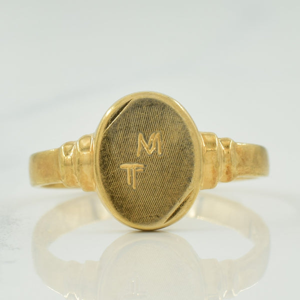14k Yellow Gold 'MT' Initial Signet Ring | SZ 6 |
