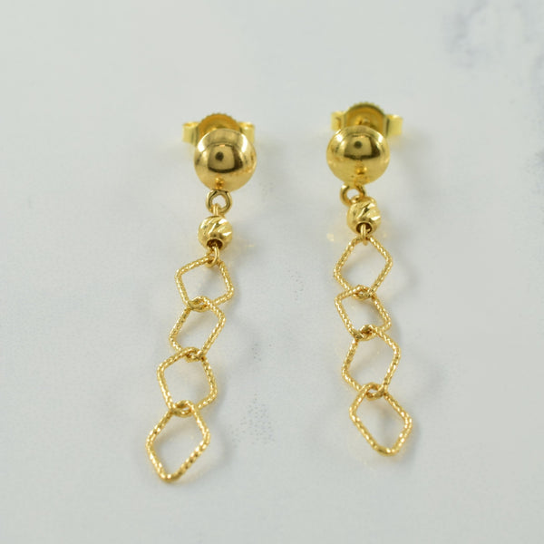 18k Yellow Gold Drop Stud Earrings |