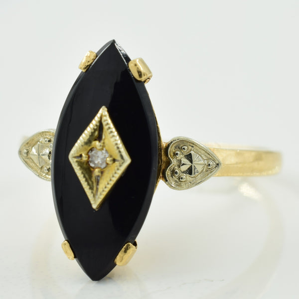 Black Onyx & Diamond Ring | 2.00ct, 0.01ct | SZ 5.75 |