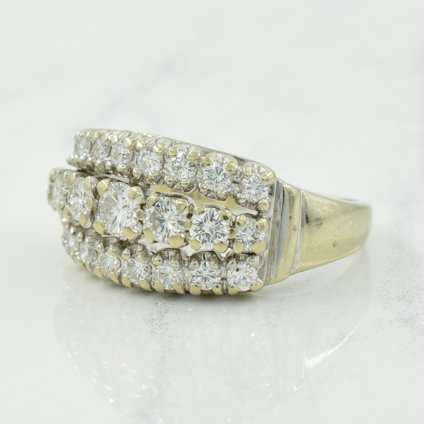 Three Row Diamond Ring | 0.86ctw | SZ 5.75 |