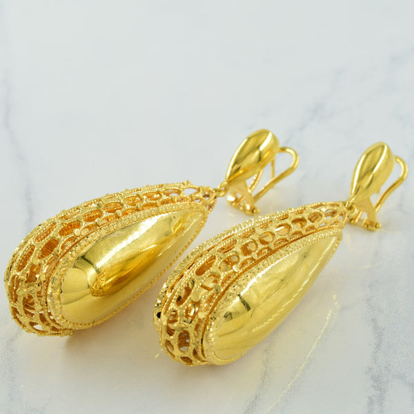 18k Yellow Gold Statement Drop Stud Earrings
