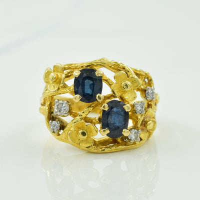 Sapphire & Diamond Floral Ring | 1.00ctw, 0.09ctw | SZ 5.5 |