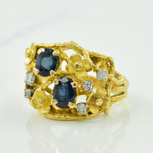 Sapphire & Diamond Floral Ring | 1.00ctw, 0.09ctw | SZ 5.5 |