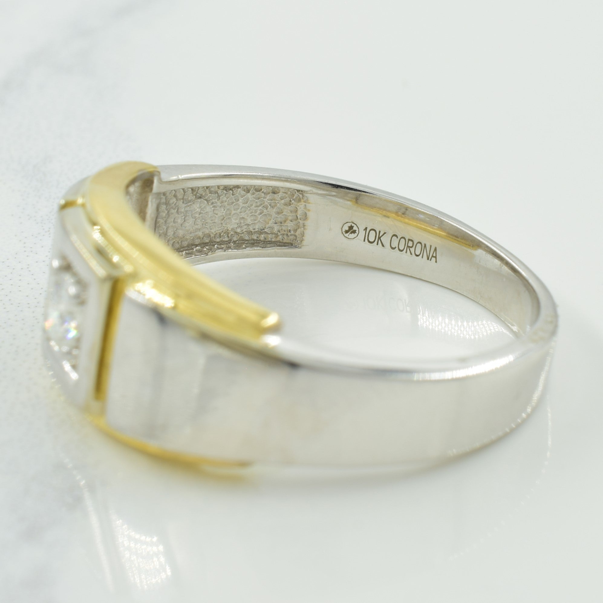 Two Tone Diamond Gold Ring | 0.18ct | SZ 10.75 |